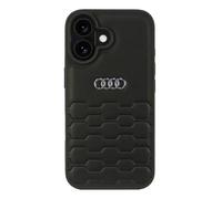 Audi AU-TPUPCIP16-GT/D2-BK - Custodia in similpelle per iPhone 16 6.1", colore: Nero
