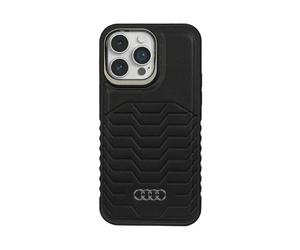 Audi AU-TPUPCMIP14PM-GT/D3-BK Custodia MagSafe in pelle sintetica, nera - iPhone 14 Pro Max