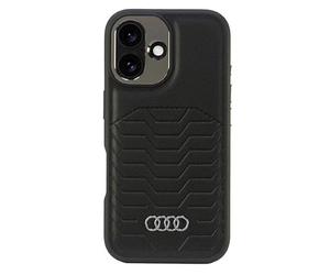 Audi AU-TPUPCMIP16M-GT/D3-BK - Custodia in similpelle per iPhone 16 Plus da 6,7", colore: Nero
