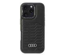 Audi AU-TPUPCMIP16P-GT/D3-BK - Custodia in similpelle per iPhone 16 Pro 6.3", colore: Nero