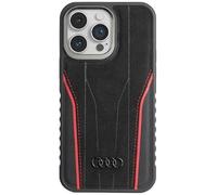 Custodia MagSafe Audi in vera pelle, nero/rosso - iPhone 15 Pro Max