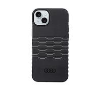 Custodia rigida Audi MagSafe nera per iPhone 15 Plus.