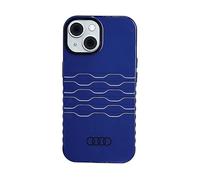 Custodia rigida Audi IML MagSafe per iPhone 15, colore blu navy.