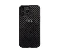 Audi AU-TPUPCIP14P-R8/D2-BK - Custodia rigida in fibra di carbonio per iPhone 14 Pro 6.1", colore: Nero