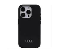 AUDI Cover Custodia per Apple iPhone 15 Pro Max, Nero con logo argento