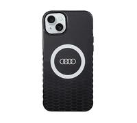 Custodia MagSafe nera con logo Audi grande per iPhone 15 Plus