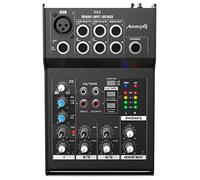 Audibax 502 - Console di Missaggio Audio - Mixer Audio a 5 Canali - Ingresso Microfono - 2 Ingressi Jack Stereo - Equalizzatore a 2 Bande - Alimentazione Phantom 48 V