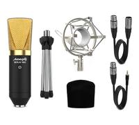 Audibax Berlin 1800 Gold - Microfono a Condensatore da Studio - Risposta in Frequenza 20 Hz/20 KHz - Microfono Professionale con Schema Polare Cardioide - Diaframma Largo - Colore Dorato