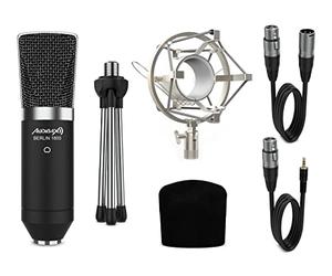 Audibax Berlin 1800 Silver - Microfono a Condensatore da Studio - Risposta in Frequenza 20 Hz/20 KHz - Microfono Professionale con Schema Polare Cardioide - Diaframma Largo - Colore Argento
