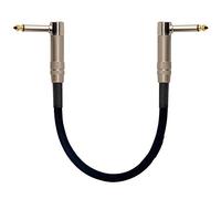 Audibax Gold Custom Cavo Patch per Chitarra Jack Mono a Jack Mono Angolato - Cavo con estremità angolate - Rivestimento in PVC - Isolamento Massimo - Lunghezza 0,15 Metri - Colore Nero