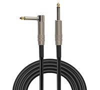Audibax Gold Custom Cavo per Chitarra Jack Mono a Jack Mono Angolato - Cavo con 1 estremità angolata - Rivestimento in PVC - Massimo Isolamento - Lunghezza 3 Metri - Colore Nero
