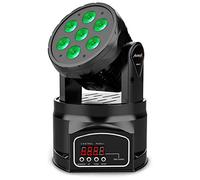 Audibax Iowa 70 - Testa Mobile per Disco Wash - Faretto Mobile Professionale - 7 Luci LED da 8W con 4 in 1 RGBW - Sincronizzazione con la Musica - modalità Automatica - Connessione DMX 9 o 14 Canali