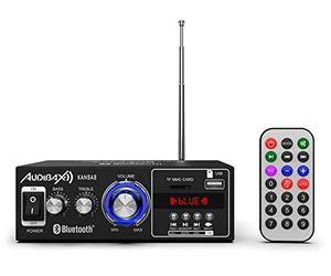 Audibax Kansas - Amplificatore Audio HiFi - Connessione Bluetooth - Potenza 40W + 40W - Ingressi per Microfoni, SD e USB - Amplificatore HiFi Stereo con Lettore MP3 e Radio FM