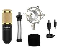Audibax London 800 USB Gold Pack - Microfono a Condensatore da Studio - Microfono con Connessione USB - Include Supporto, Anti-pop e Cavo USB - Ideale per Podcast, Giochi e Registrazione - Colore Oro