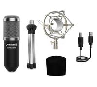 Audibax London 800 USB Silver Pack - Microfono a Condensatore da Studio - Microfono con Connessione USB - Include Supporto, Anti-pop e Cavo USB - Ideale per Podcast, Giochi e Registrazione