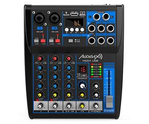 Audibax MG04 USB - Console di Missaggio Audio - Mixer Audio a 4 Canali - Interfaccia USB per Lettore e Registratore - Connessione Bluetooth e MP3 - Multieffetto DSP - Alimentazione Phantom 48 V