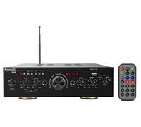 Audibax Miami - Amplificatore Audio HiFi - Connessione Bluetooth - Potenza 100W + 100W - Ingressi per Microfoni, SD e USB - Amplificatore HiFi Stereo con Lettore MP3 e Radio FM