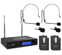 Audibax Missouri 2500-1 A - Sistema Microfonico Wireless VHF Doppio Lavalier - Microfoni Wireless Madonna in Frequenza A - Sistema con Indicatori RF/AF - Connettori XLR e Uscita Ausiliaria