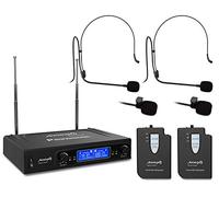 Audibax Missouri 2500 A - Sistema Microfonico Wireless VHF Doppio Lavalier - Microfoni Wireless Madonna in Frequenza A - Sistema con Indicatori RF/AF - Connettori di Uscita XLR e Ausiliaria