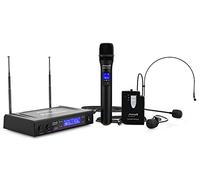 Audibax Missouri 3000 - Sistema Microfonico Wireless VHF Doppio Lavalier - Microfoni Wireless ad Archetto - Sistema con Indicatori RF/AF - Connettori di Uscita XLR e Ausiliaria