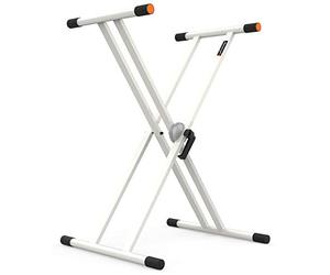Audibax Onyx 130 Plus White - Supporto per Tastiera a Doppia Forbice - Supporto per Tastiera Musicale Elettronica - Sistema di Regolazione con Snodo Sferico Easy Lock - Carico Massimo di 65 kg