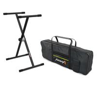 Audibax Onyx Pack Single - Supporto e Custodia per Tastiere e Pianoforti a 41 Tasti - Supporto Professionale a Forbice Semplice + Custodia per Pianoforte Digitale - Peso Massimo di Supporto 35 kg