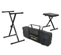 Audibax Onyx Pack - Supporto, Panca e Custodia per Pianoforti e Tastiere a 61 Tasti - Supporto Professionale a Forbice Singola + Panca Pieghevole per Pianoforte + Custodia per Pianoforte Digitale