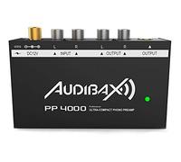 Audibax PP4000 Black - Preamplificatore Fono RIAA per Giradischi - Interruttore ON/OFF - Adattatore di Alimentazione da 12 V DC - Preamplificatore Audio Stereo Hi-Fi per Giradischi - Connettore RCA