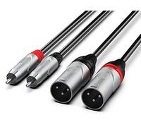 Audibax Pro Cavo 2 XLR Maschio a 2 RCA - Lunghezza 1,5 Metri - Connettori OFC ad Alta Trasmissione del Segnale - Rivestito in PVC - Massimo Isolamento - Diametro 6 mm - Colore Nero