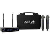 Audibax Sidney 1250 B - Sistema Microfonico Wireless UHF Doppio - Microfoni Wireless con Frequenza B - Include Custodia per il Trasporto - 2 Uscite Audio XLR e 1 Uscita Jack