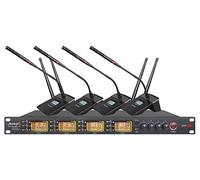 Audibax Sidney Conference 1000 - Sistema per Conferenze Wireless - Microfoni Wireless per Riunioni - Ricevitore con 4 Microfoni a Connessione Remota - Microfoni con Pulsante di Azione Vocale