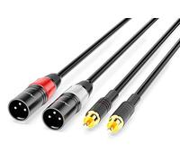 Audibax Silver Black Cavo 2 XLR Maschio a 2 RCA - Lunghezza 3 Metri - Connettori OFC ad Alta Trasmissione del Segnale - Rivestito in PVC - Massimo Isolamento - Diametro 6 mm - Colore Nero