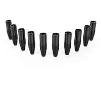 Audibax Silver Black Connettore XLR Maschio - Confezione da 10 Pezzi - Connettori OFC ad Alta Trasmissione del Segnale - Rivestiti in PVC - Massimo Isolamento - Diametro 6 mm - Colore Nero
