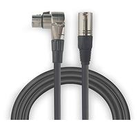 Audibax Silver Cavo XLR Maschio a XLR Femmina - Cavo con estremità angolata - Lunghezza 50 cm - Connettori OFC ad Alta Trasmissione del Segnale - Rivestito in PVC - Massimo Isolamento - Diametro 6 mm