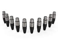 Audibax Silver Connettore XLR Femmina - Confezione da 10 Pezzi - Connettori OFC ad Alta Trasmissione del Segnale - Rivestiti in PVC - Massimo Isolamento - Diametro 6mm - Colore Nero