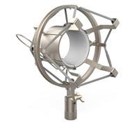 Audibax Spider Silver - Shock Mount per Microfono - Spider Antivibrazione a Sospensione per Microfoni da Studio - Clip con Staffa di Montaggio da Diametro 46 a 48 mm - Colore Argento