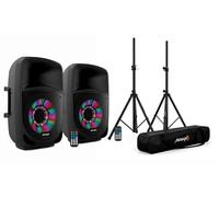 Audibax Vegas 10 - Set di 2 Altoparlanti Bluetooth Professionali da 10" - Treppiedi con Borse per Il Trasporto Incluse - Potenza 200W - Altoparlanti Amplificati - Illuminazione LED