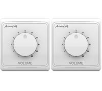 Audibax Wall 12 - Controllo Volume a Parete - Potenziometro per Altoparlanti - Manopola Volume a 11 Livelli - Potenza Massima 12W - Controllo Audio 1 Canale (Confezione da 2)