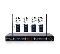 Audio città professionale UHF sistema microfono wireless portatile con display a LED, 4 microfoni trasmettitori a fiaschetta 4 (neso-u4ll)