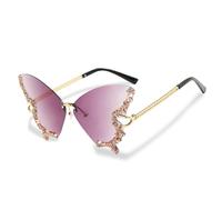 Audio frequency% Occhiali da Sole Donna Vintage con Strass a Farfalla Senza Cerchione - per Feste, Carnevale, Esterni