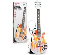 BONTEMPI - Chitarra Rock Elettronica Wireless con Corde di Metallo, 8 Brani Preregistrati, Microfono a Casco, Cinghia Tracolla, Spegnimento Automatico 690mm