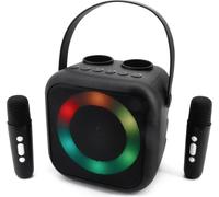 Soundmaster BT2024 Karaoke System Altoparlante Bluetooth portatile con 2 microfoni, convertitore vocale, effetti luce LED, USB e AUX-IN.