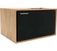THOMSON WS302 - Altoparlante Bluetooth 5.3, 50 W, potenza musicale totale, ingresso 3,5 mm AUX-IN, regolazione degli alti e dei bassi separatamente, frontale rimovibile, in legno, marrone,