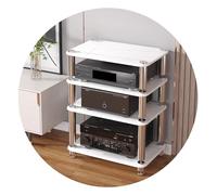 Audio Rack Cabinet 3 Tier Record Player Stand Ripiani in Vetro Temperato per Amplificatori AV Media Open Stereo Shelf Unit per Angolo