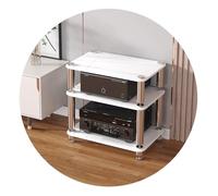 Audio Rack Cabinet 3 Tier Record Player Stand Ripiani in Vetro Temperato per Amplificatori AV Media Open Stereo Shelf Unit per Angolo