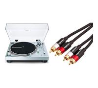 Audio-Technica AT-LP120X Giradischi a Trasmissione Diretta, Argento, Analogico e USB & Amazon Basics - Cavo audio RCA da 2 maschi a 2 maschi, 1.2 m, Nero