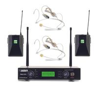 AUDIODESIGN PRO PMU 2212BP Set centralina e 2 microfoni ad archetto UHF, kit radiomicrofono palmare professionale, microfono wireless con body pack