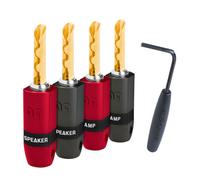 AudioQuest Set da 4 Connettori SUREGRIP300 BANANA GOLD CONF 4 PZ Nero/Rosso
