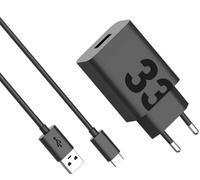 Audiosystem Carica Batterie Rapido per Motorola Originale da 33W Moto Edge 20 / Edge 30 / Edge 40 / Edge 50 Neo Pro Fusion Ultra Lite Con ingresso USB Type C Turbo Power Caricatore Blister Nero