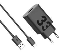 Audiosystem Carica Batterie Rapido per Motorola Originale da 33W Moto G85 / G35 / G55 / G05 / G15 / E15 Con ingresso USB Type C Turbo Power Caricatore Blister Nero